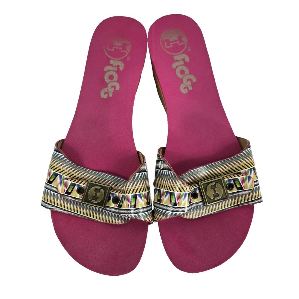 Flogg Women's Size 7.5 Sandals Slip On Slides Wood Soles